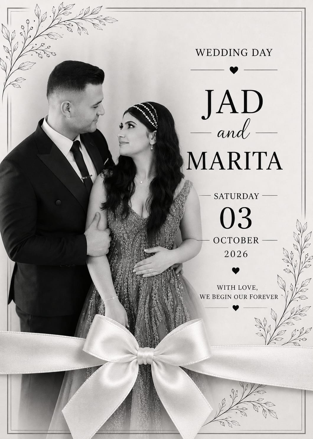 Jad and Marita together in their wedding portrait